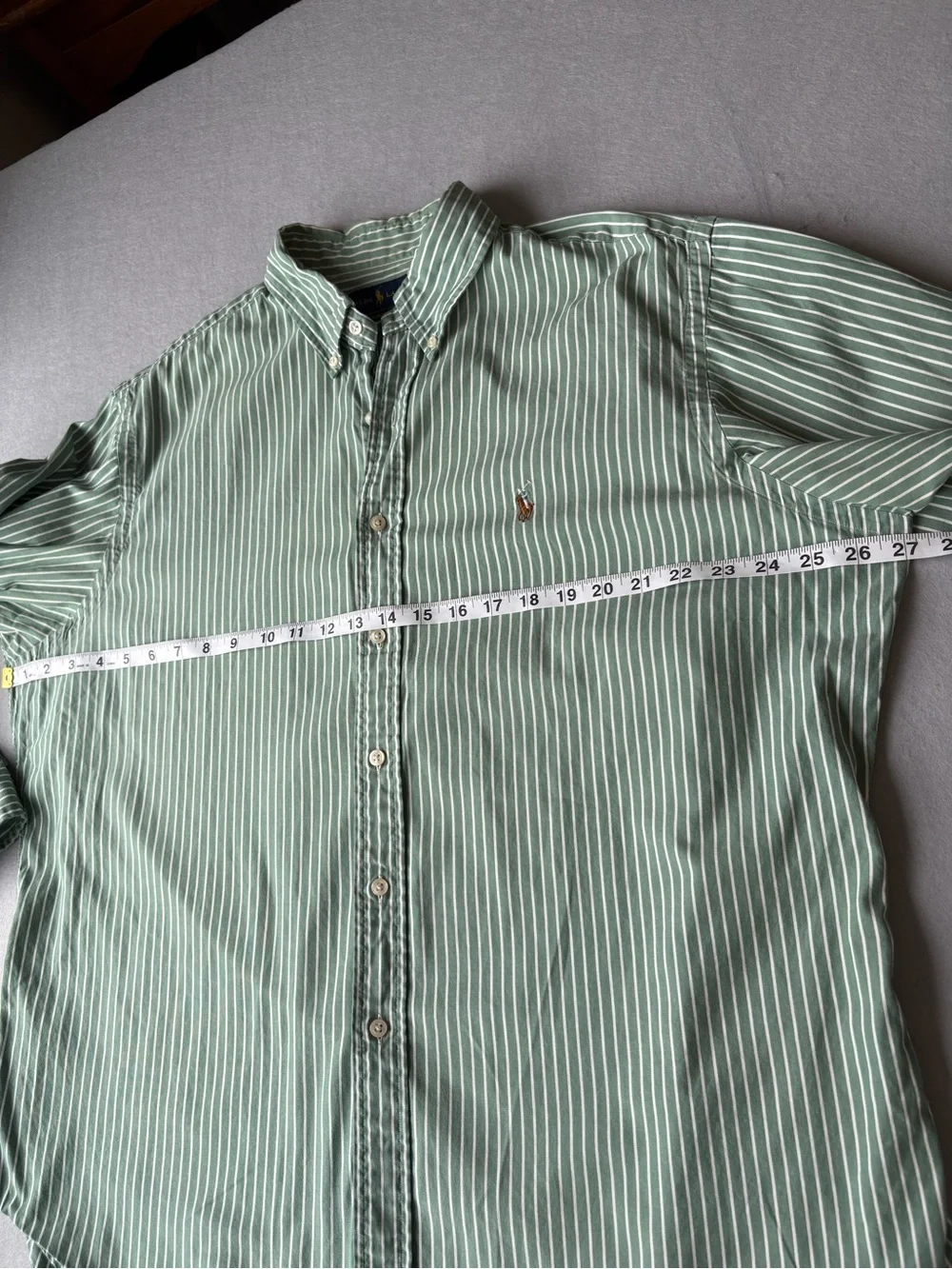 Polo Ralph Lauren Green White Striped Oxford Button-Down Shirt Classic Fit 17.5 - Picture 6 of 10